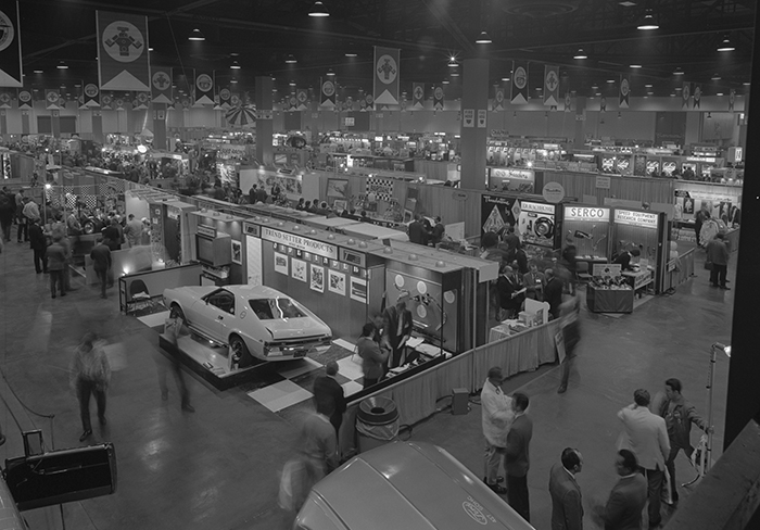 An overhead shot of the 1969 SEMA Show