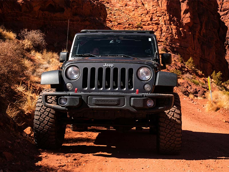 Jeep on a trail in Moab, UT