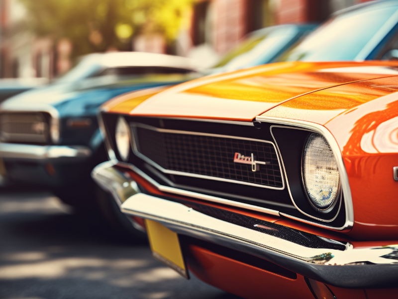 Front end grille of classic car