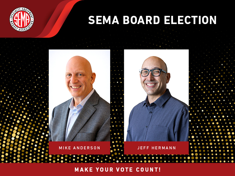 SEMA logo and SEMA Board Candidates headshots.