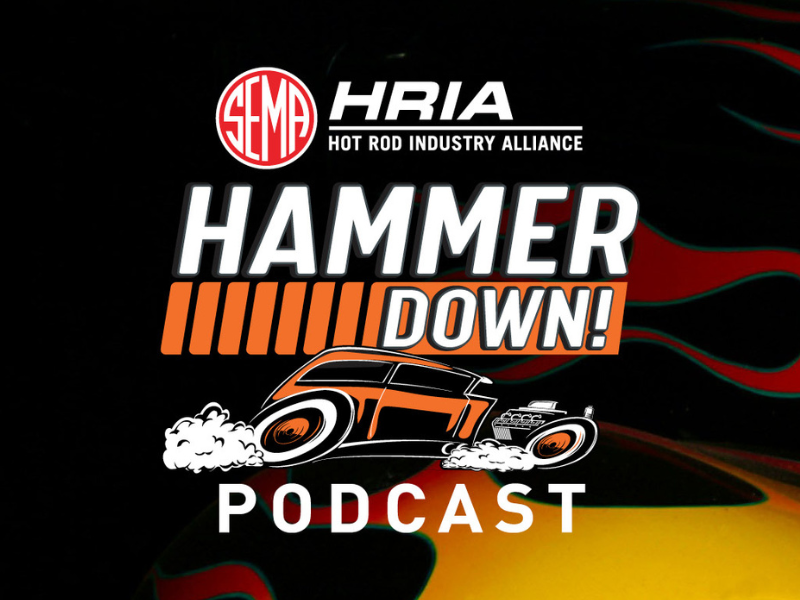 HRIA Hammer Down Podcast logo with flame graphic in background
