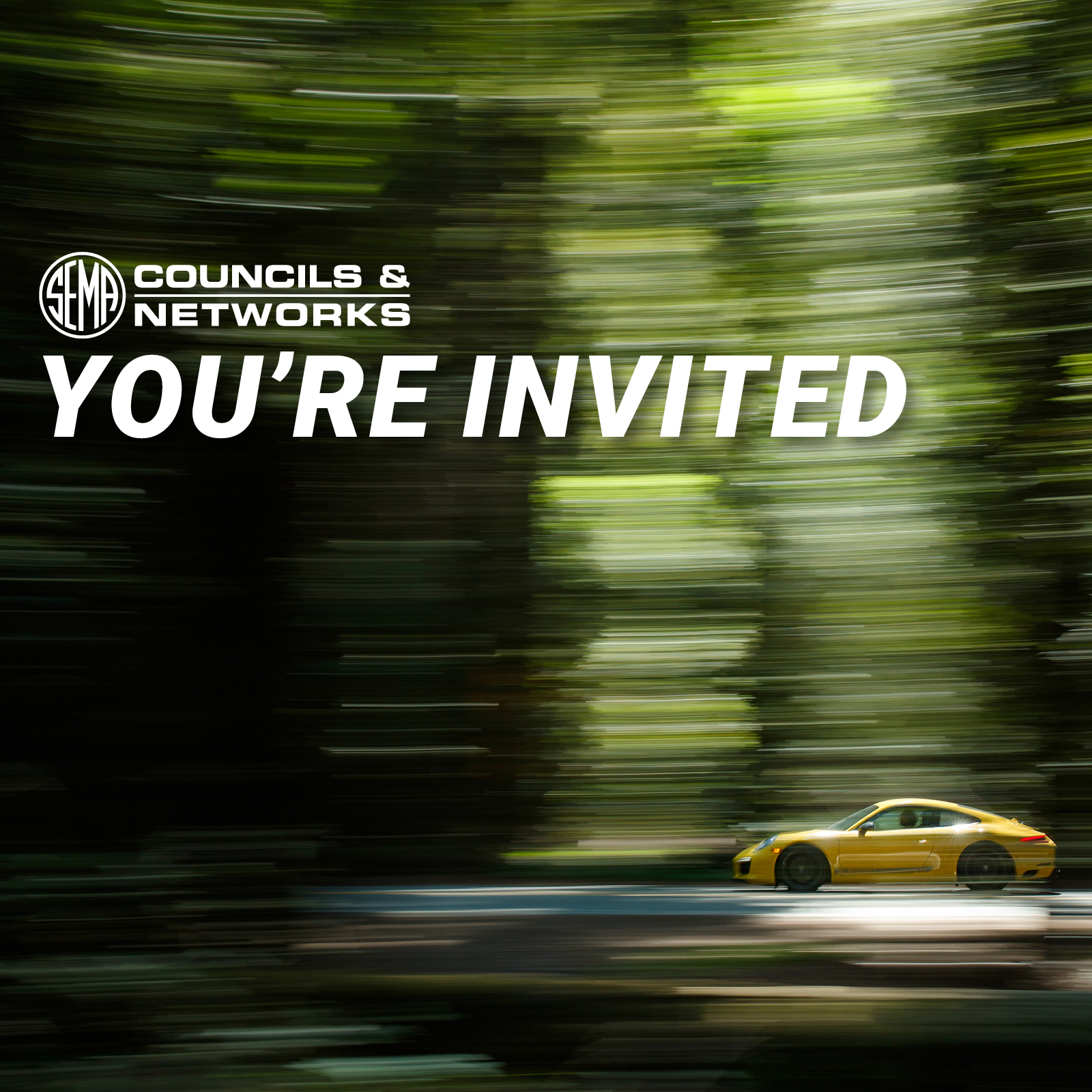 SBN You're invited. Car driving down back road