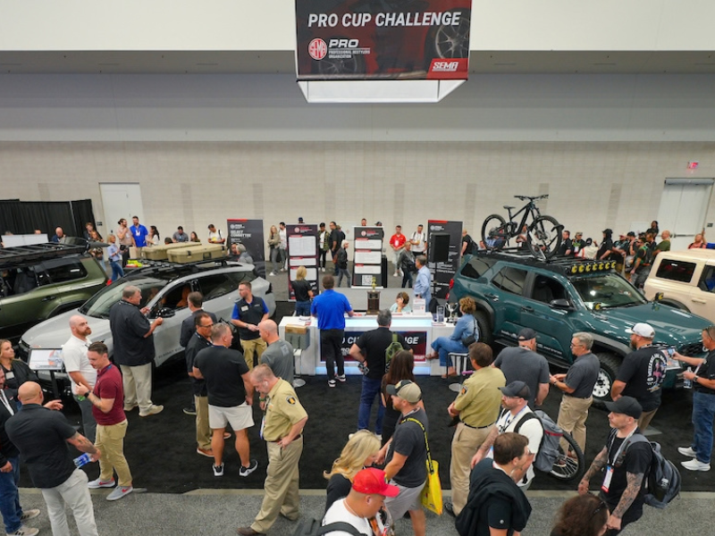 People browsing the PRO booth at the SEMA Show