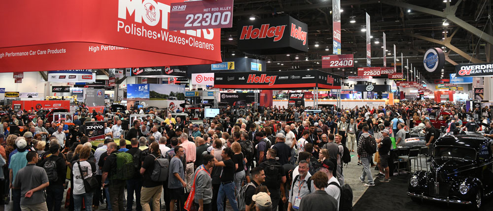 SEMA Show floor, lead image