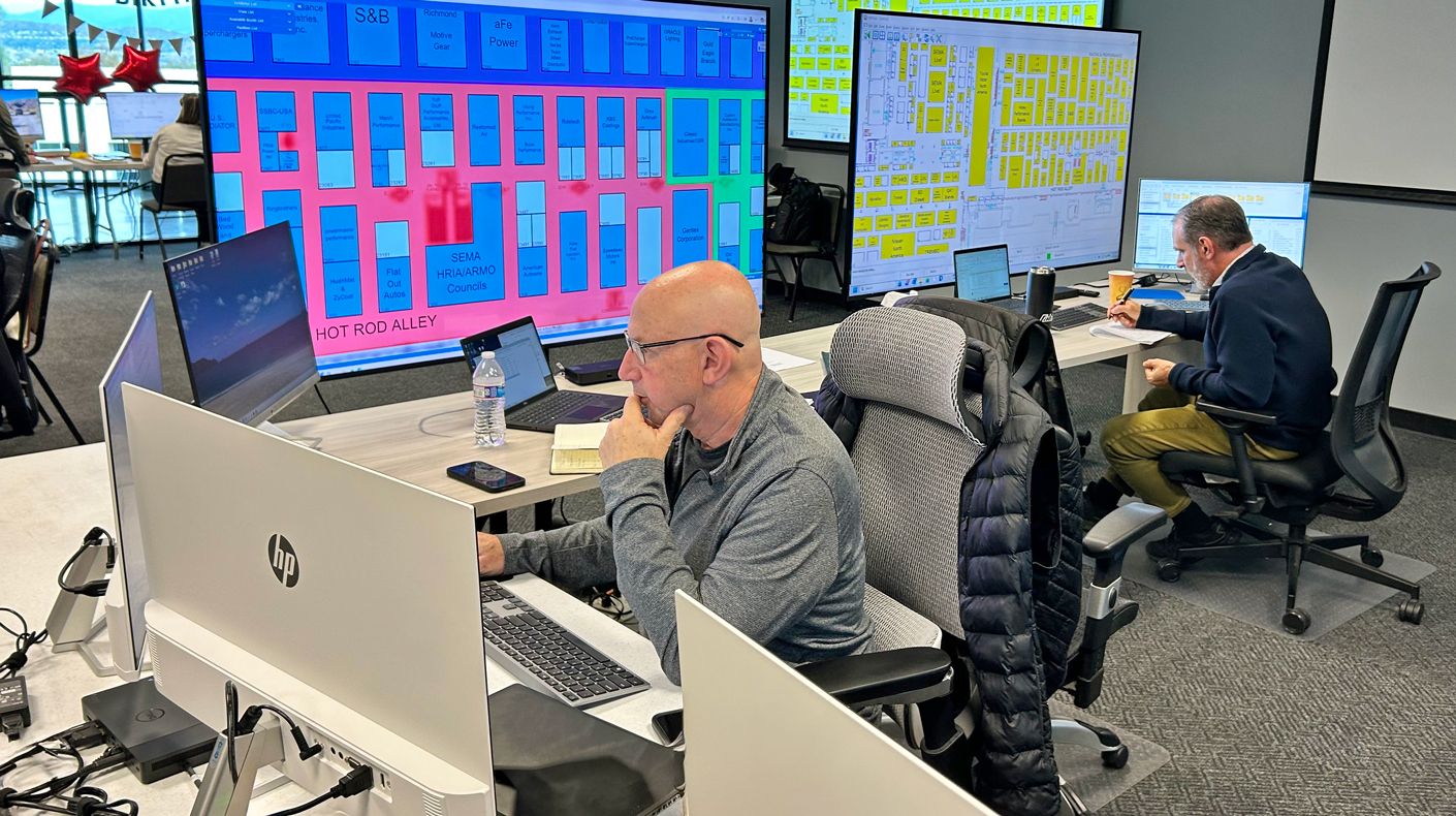An image of the SEMA Show Booth Plotting Call Center in Diamond Bar.