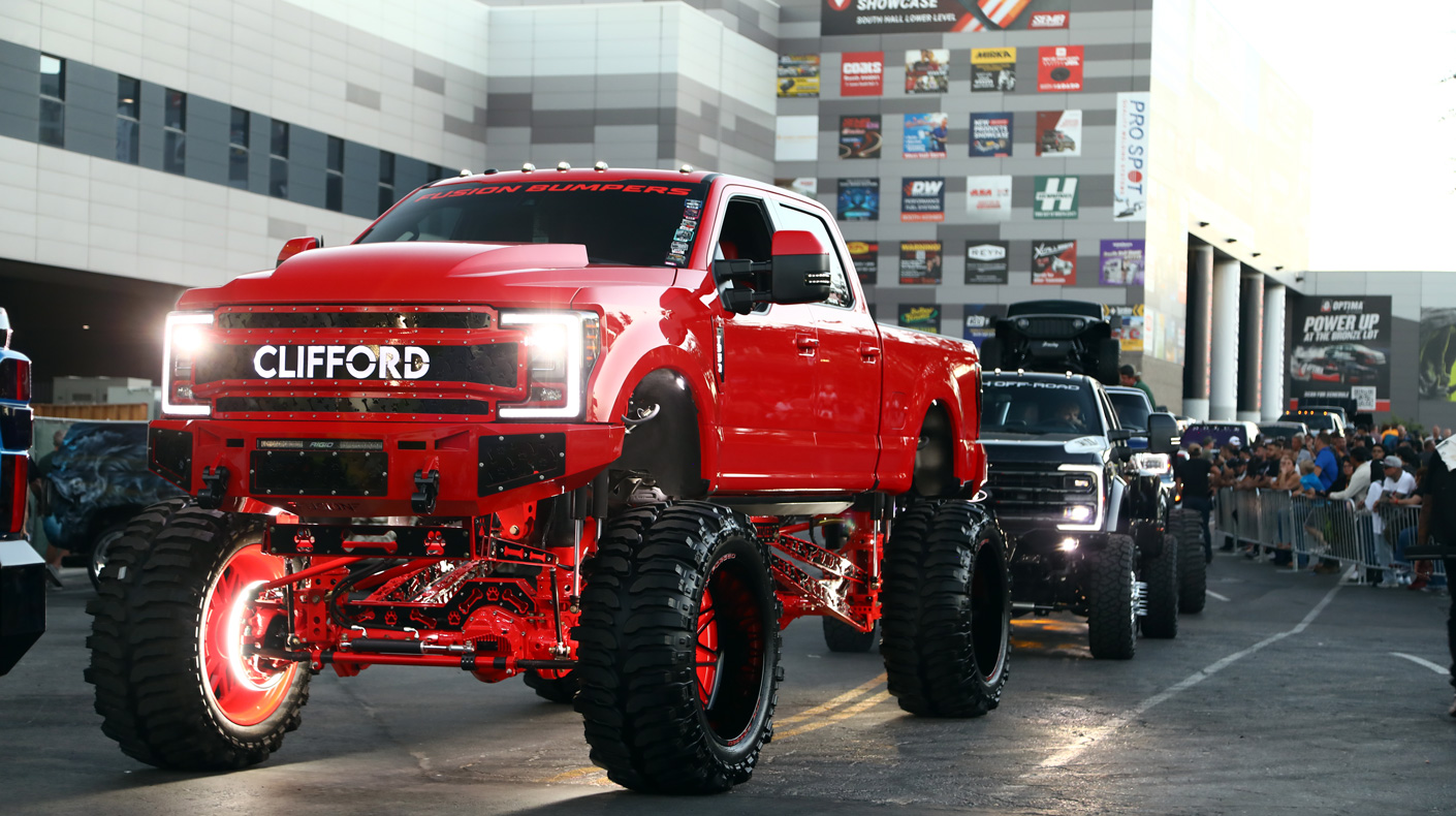 2025 SEMA Cruise parade of feature vehicles at the SEMA Show Las Vegas