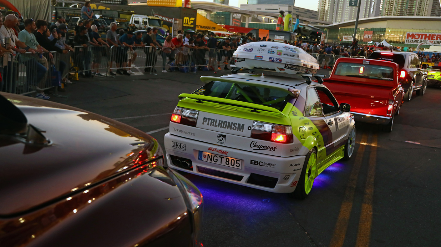 2025 SEMA Cruise parade of feature vehicles at the SEMA Show Las Vegas