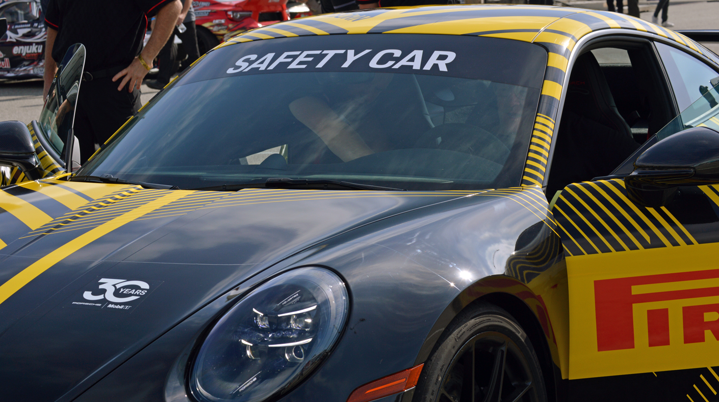 An image of a Porsche safety race vehicle.