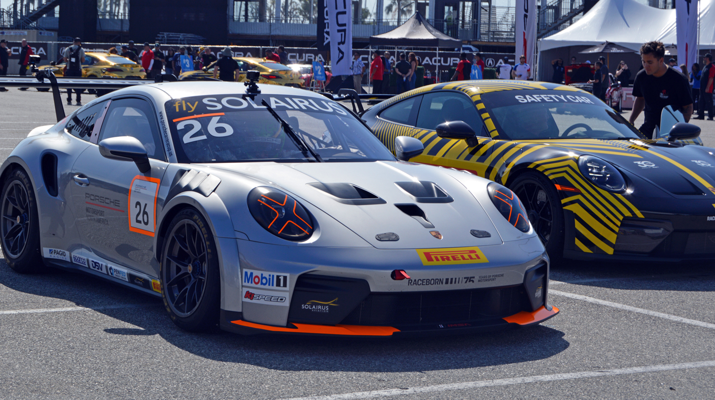 An image of Porsche race vehicles.