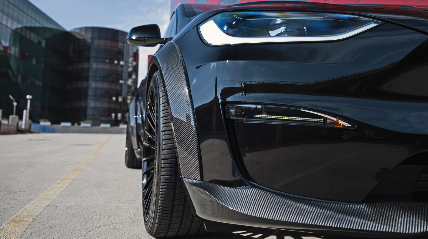 EVs are much heavier than a typical ICE vehicle. Enthusiasts swap body parts with carbon-fiber kits for style and shedding weight.