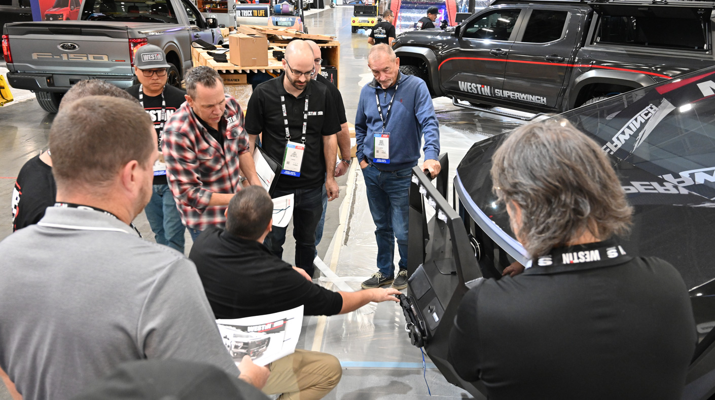 SEMA Show exhibitor meeting discussion