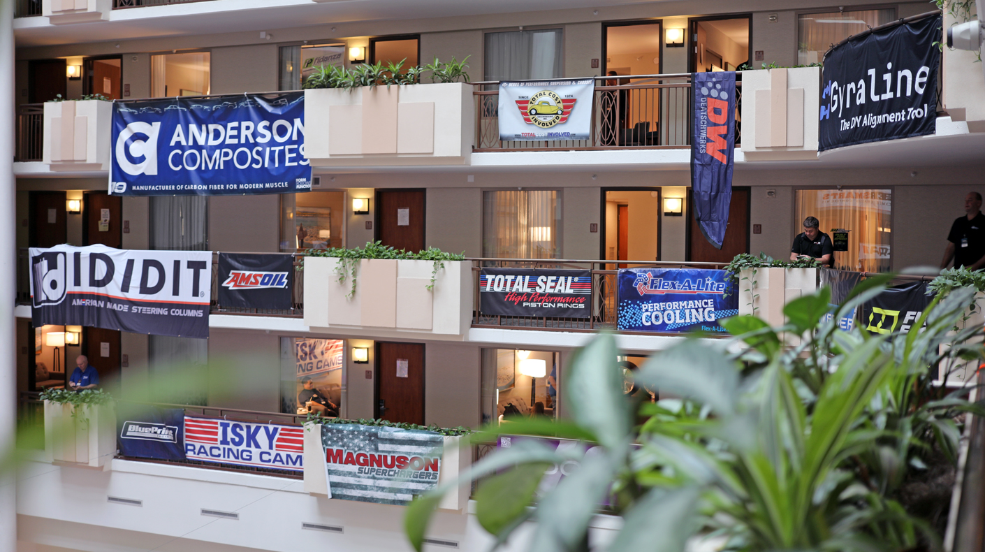 2026 MPMC Media Trade Conference event in Anaheim. Brand banners in hotel