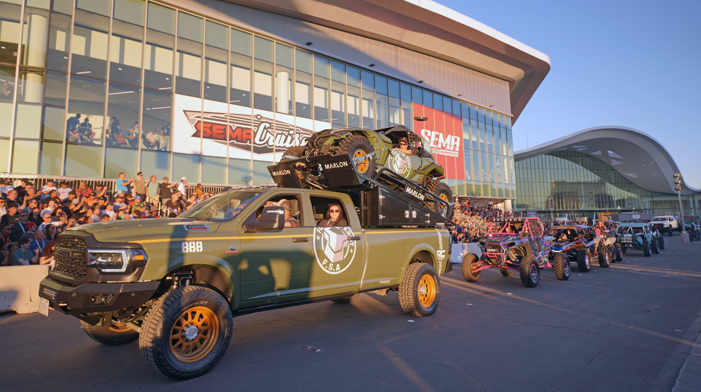 2025 SEMA Cruise parade of feature vehicles at the SEMA Show Las Vegas