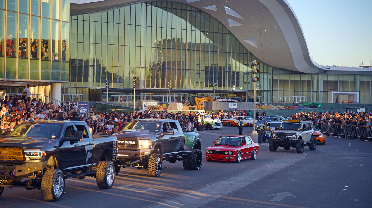 2025 SEMA Cruise parade of feature vehicles at the SEMA Show Las Vegas