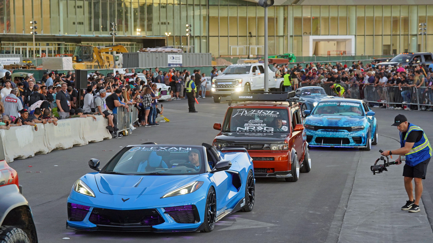 2025 SEMA Cruise parade of feature vehicles at the SEMA Show Las Vegas