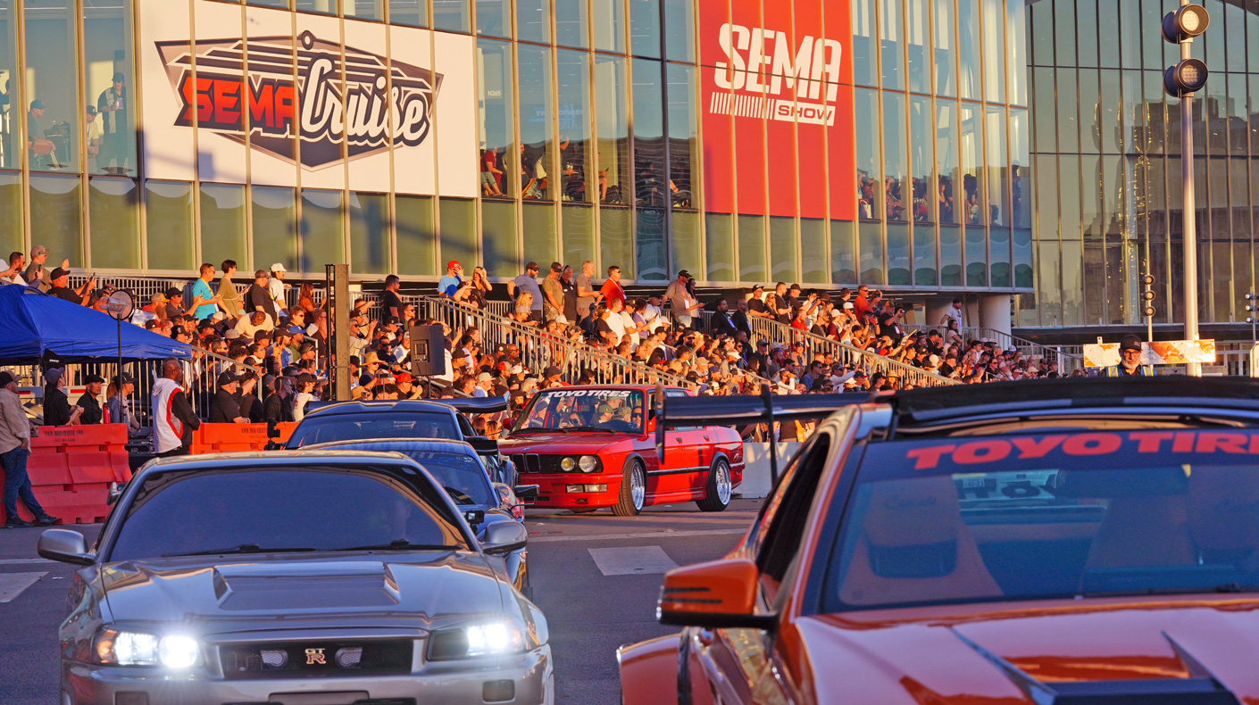 2025 SEMA Cruise parade of feature vehicles at the SEMA Show Las Vegas