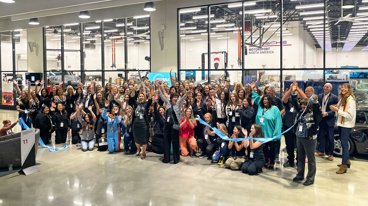 ribbon cutting for the Women in Motorsports North America SoCal Chapter Launch at the Porsche Experience Center in Los Angeles