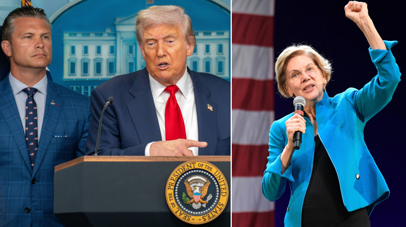 Secretary of War Pete Hegseth and President Donald Trump, and Sen. Warren for SEMA News