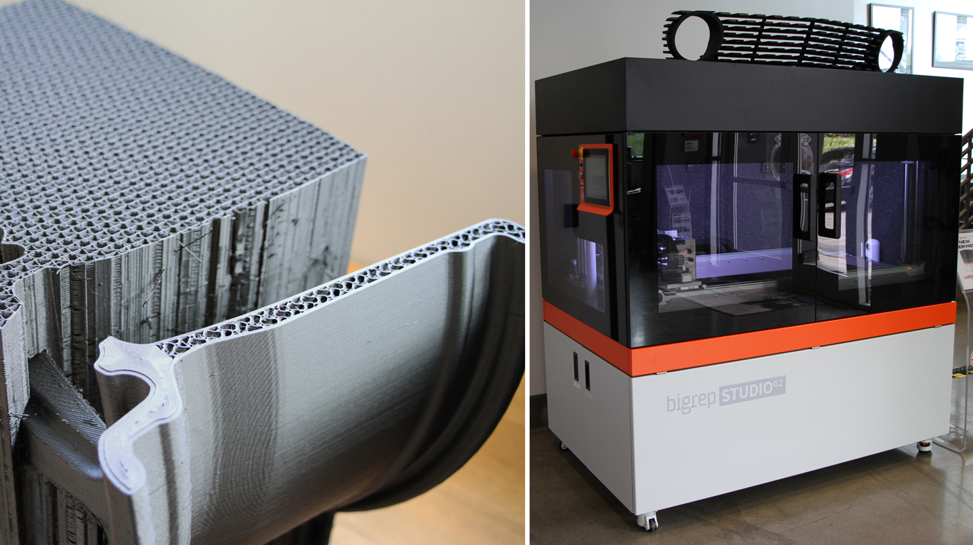 An image of a 3D printed component and the special media printing pattern, and an image of the 3D printer.