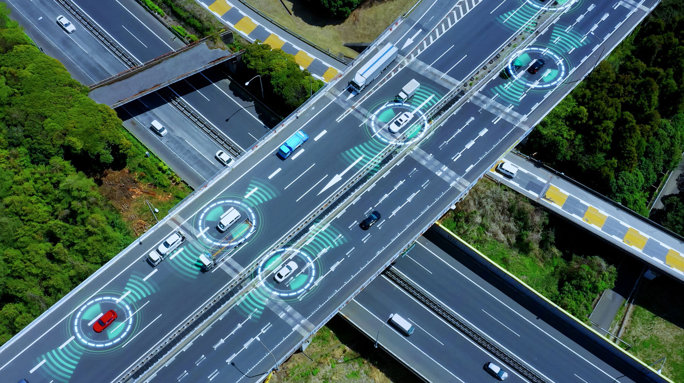 image of ADAS vehicles on highway courtesy of Shutterstock