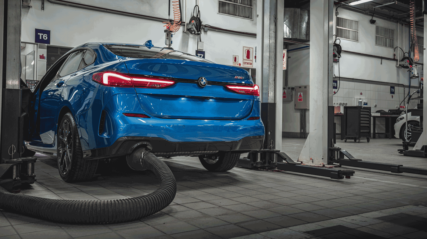 Image of emissions testing on a BMW. courtesy of shutterstock.