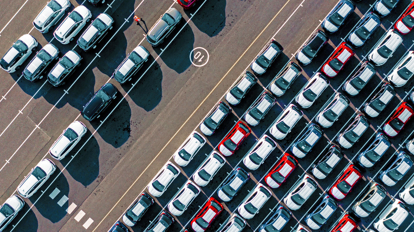 auto tariffs editorial story Shutterstock image of rows of new vehicles