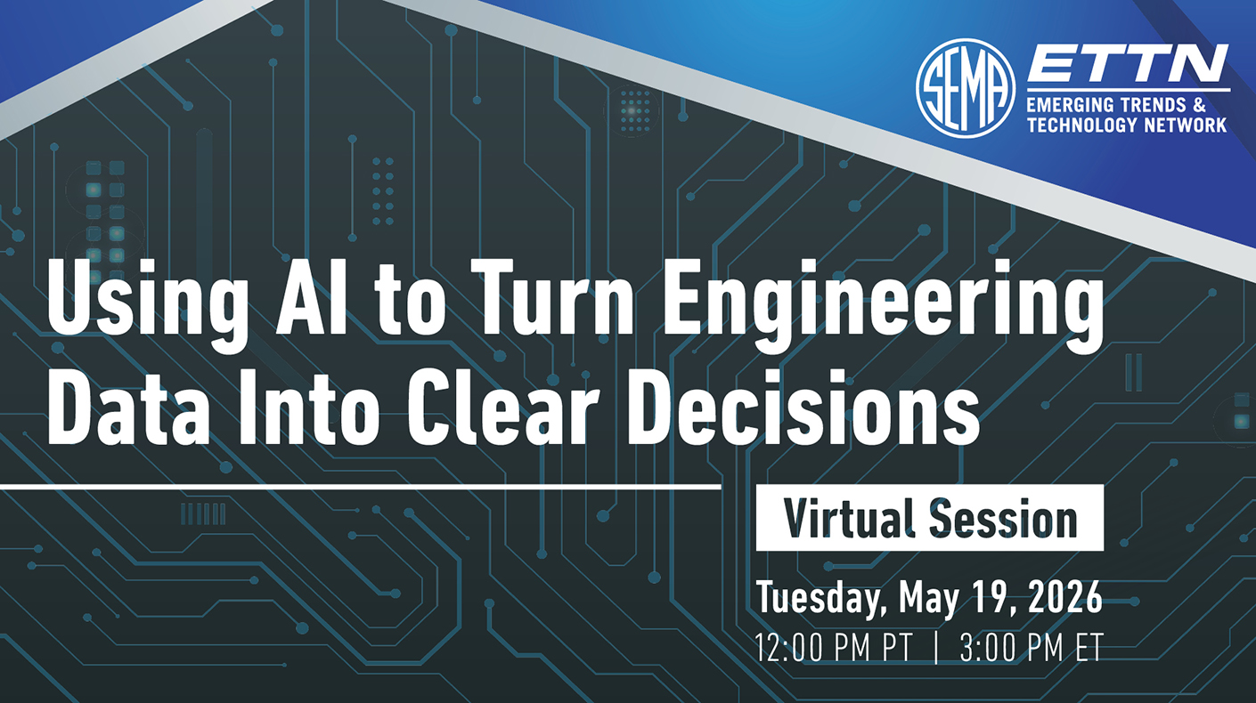 Graphic for ETTN webinar on using AI for Engineering Decisions. 