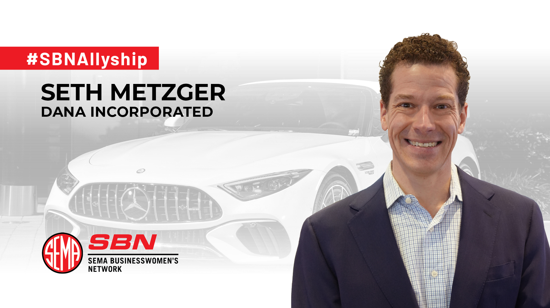 Graphic for the SBN Ally Spotlight with a headshot of subject Seth Metzger.