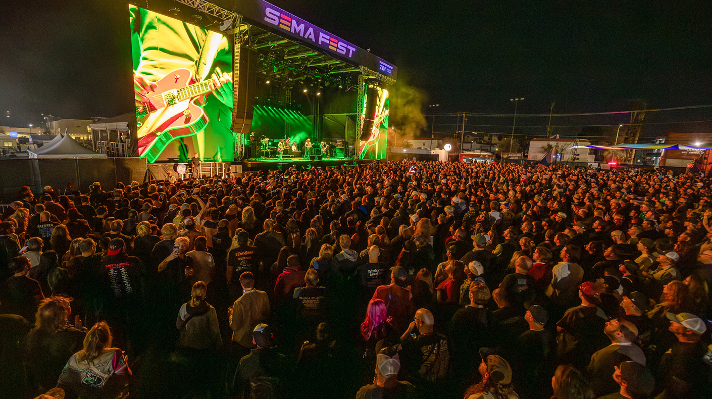 The crowd and stage at SEMA Fest.