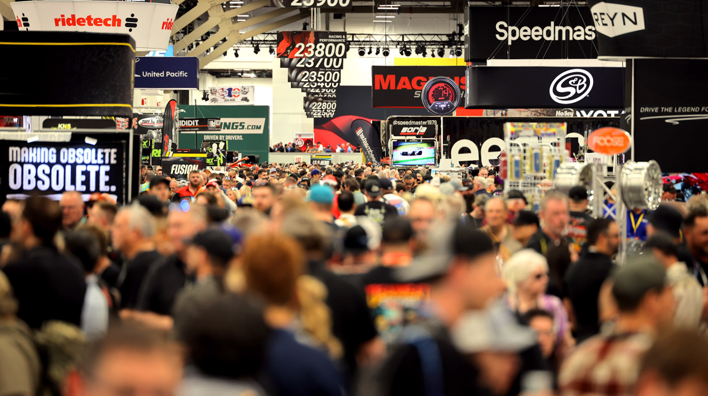 SEMA Show crowded aisles.