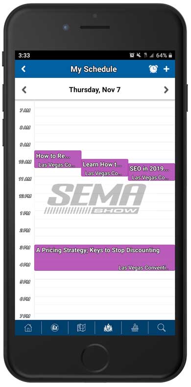 SEMA Show mobile app schedule