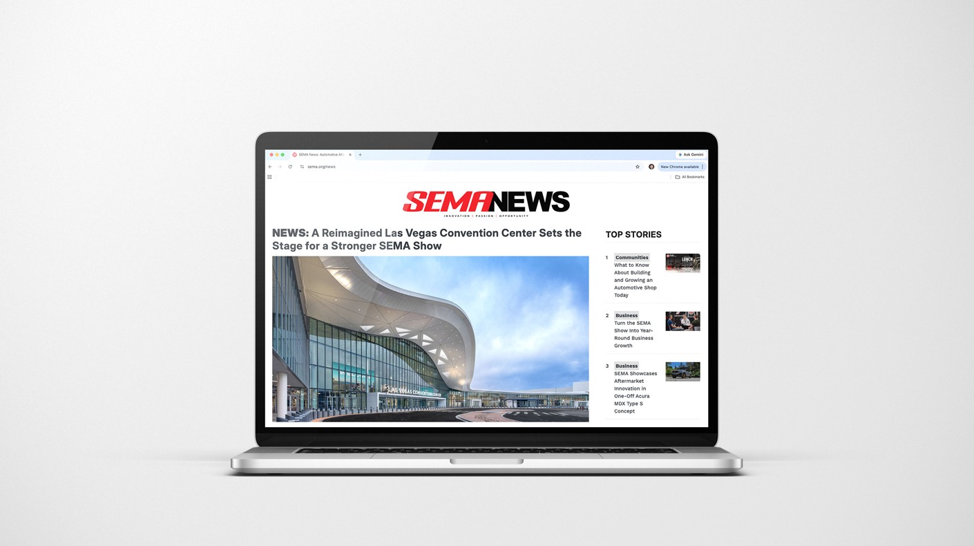 The semanews.com homepage on a computer screen.