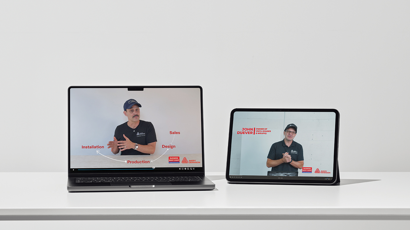 The virtual workshop on a laptop screen. 