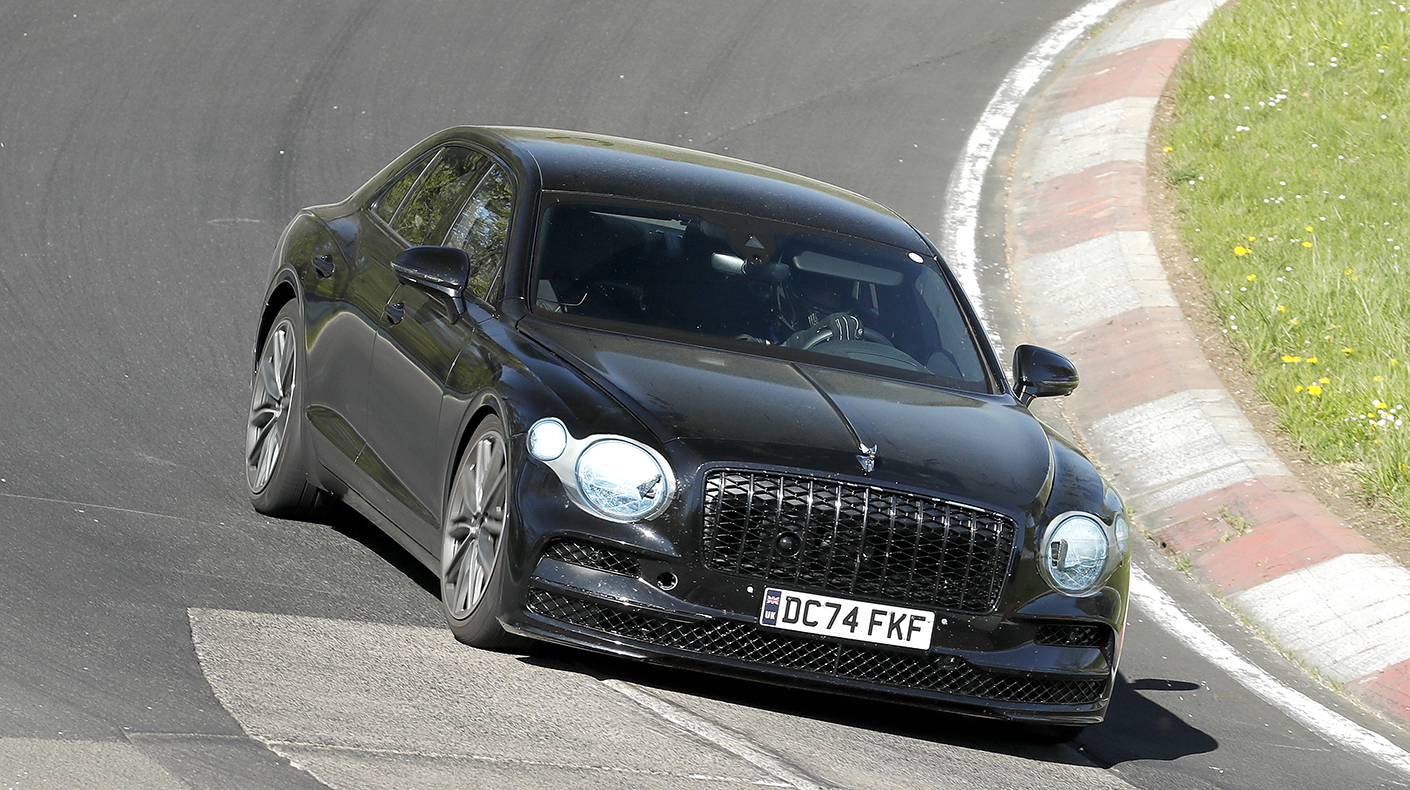 The Bentley Flying Spur testing on track.
