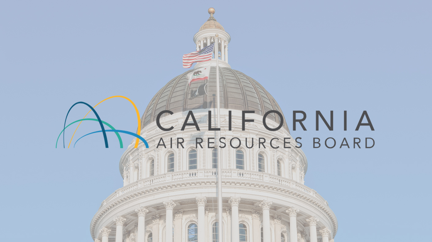 CARB logo over the California statehouse.