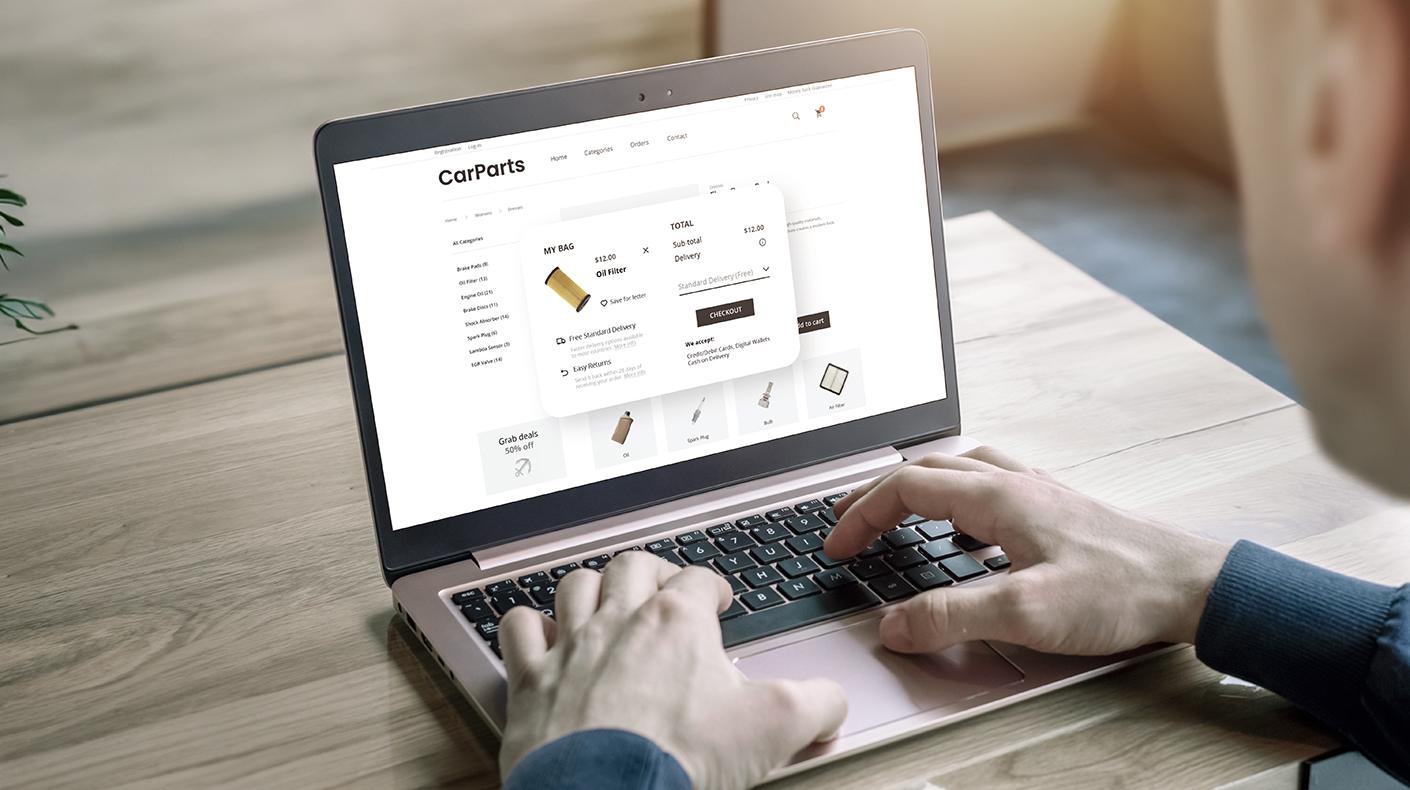 Shopping online for car parts.