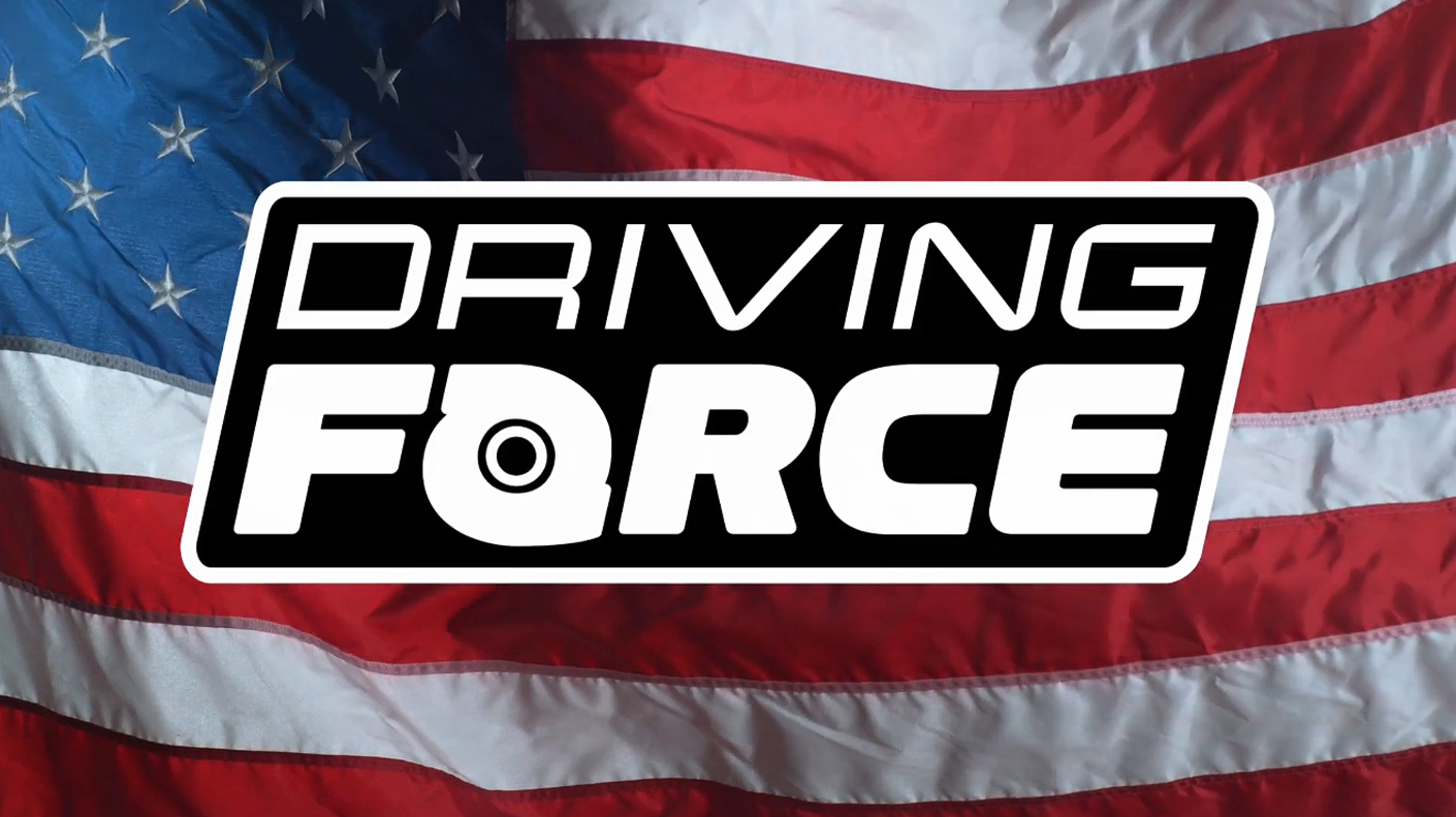 Driving Force Action logo and a flag background.