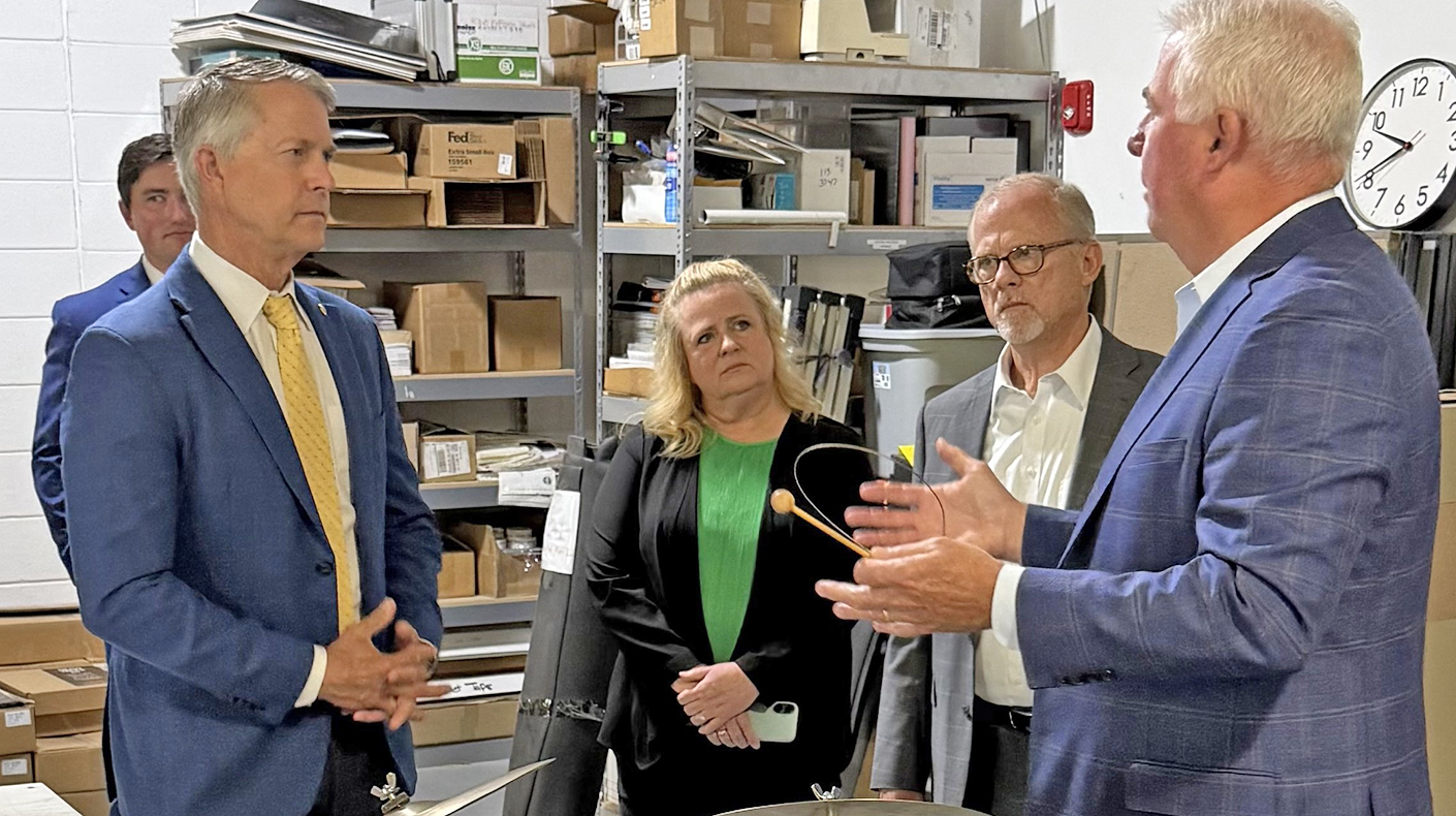 US Senator Roger Marshall visitng HushMat in Olathe, Kansas.