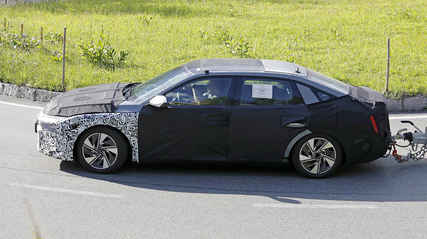 Hyundai Elantra prototype testing on the road.