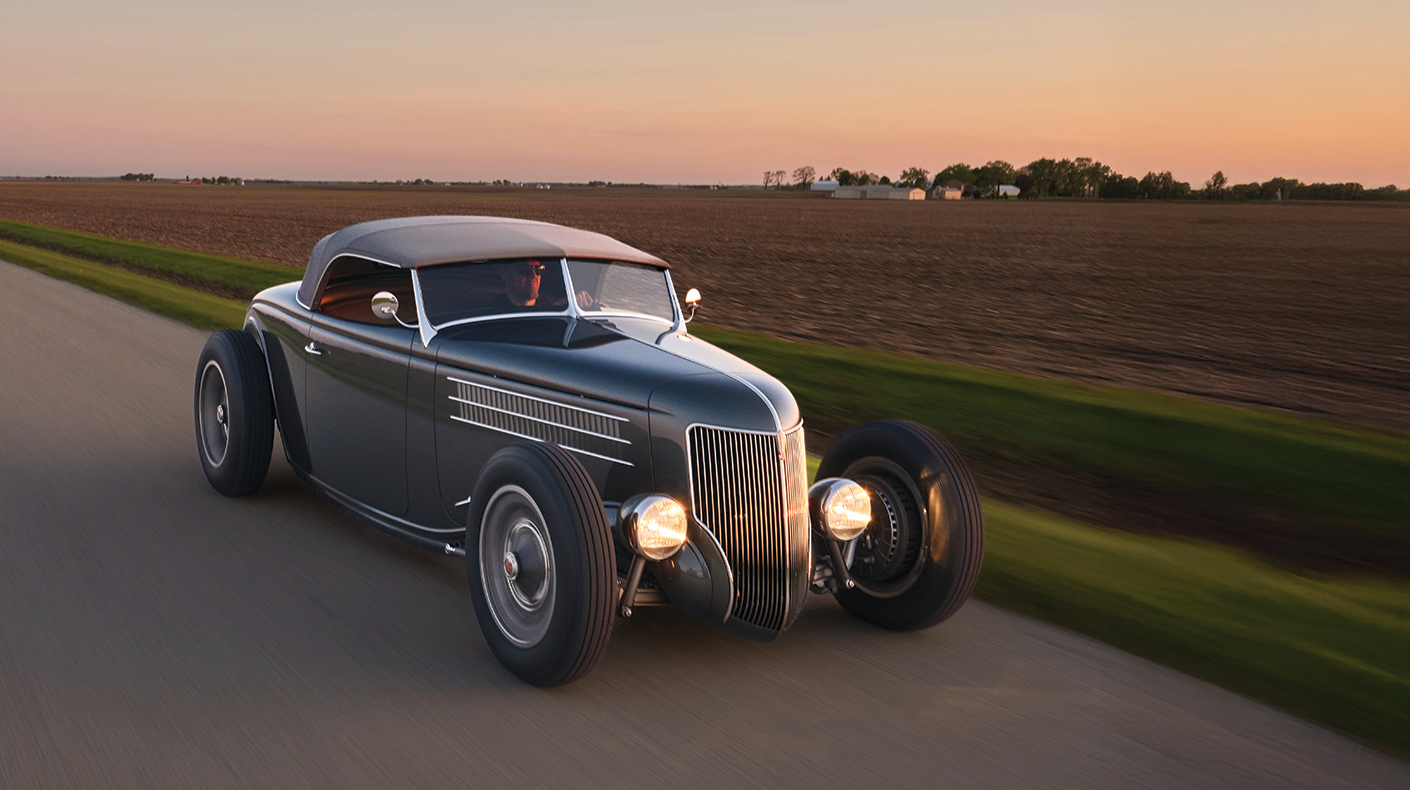 2025 Battle of the Builders winner 'Fenderless' driving on a rural road.