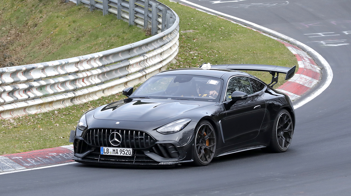 The Mercedes-AMG GT testing on track.