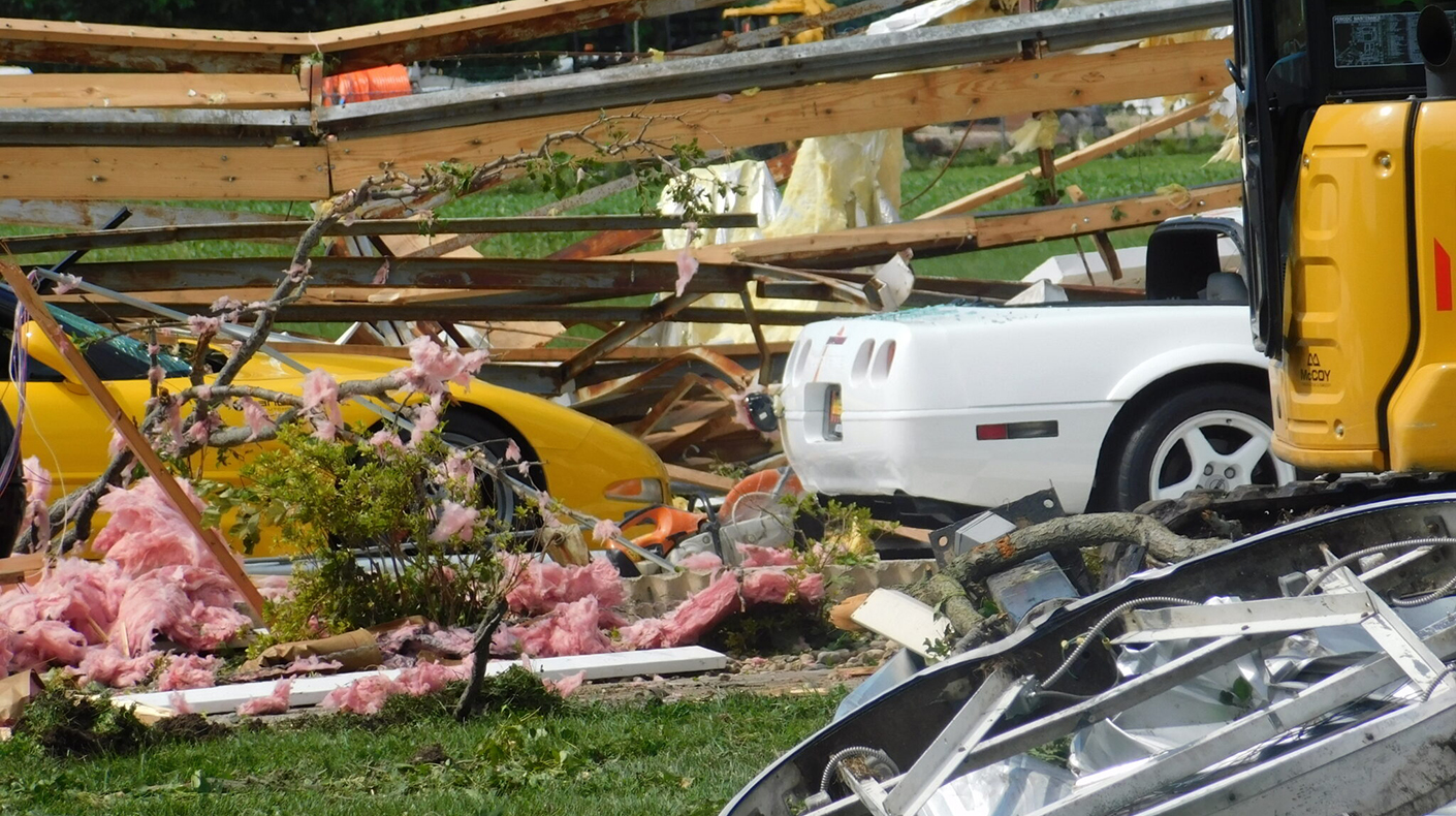 Photo of Mid America Motorworks tornado damage.