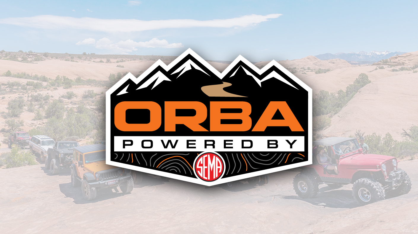 An image of off-road vehicles in action, overlaid with the ORBA powered by SEMA logo.