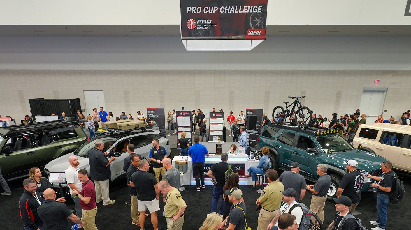 The PRO Cup Challenge booth at the 2025 SEMA Show.