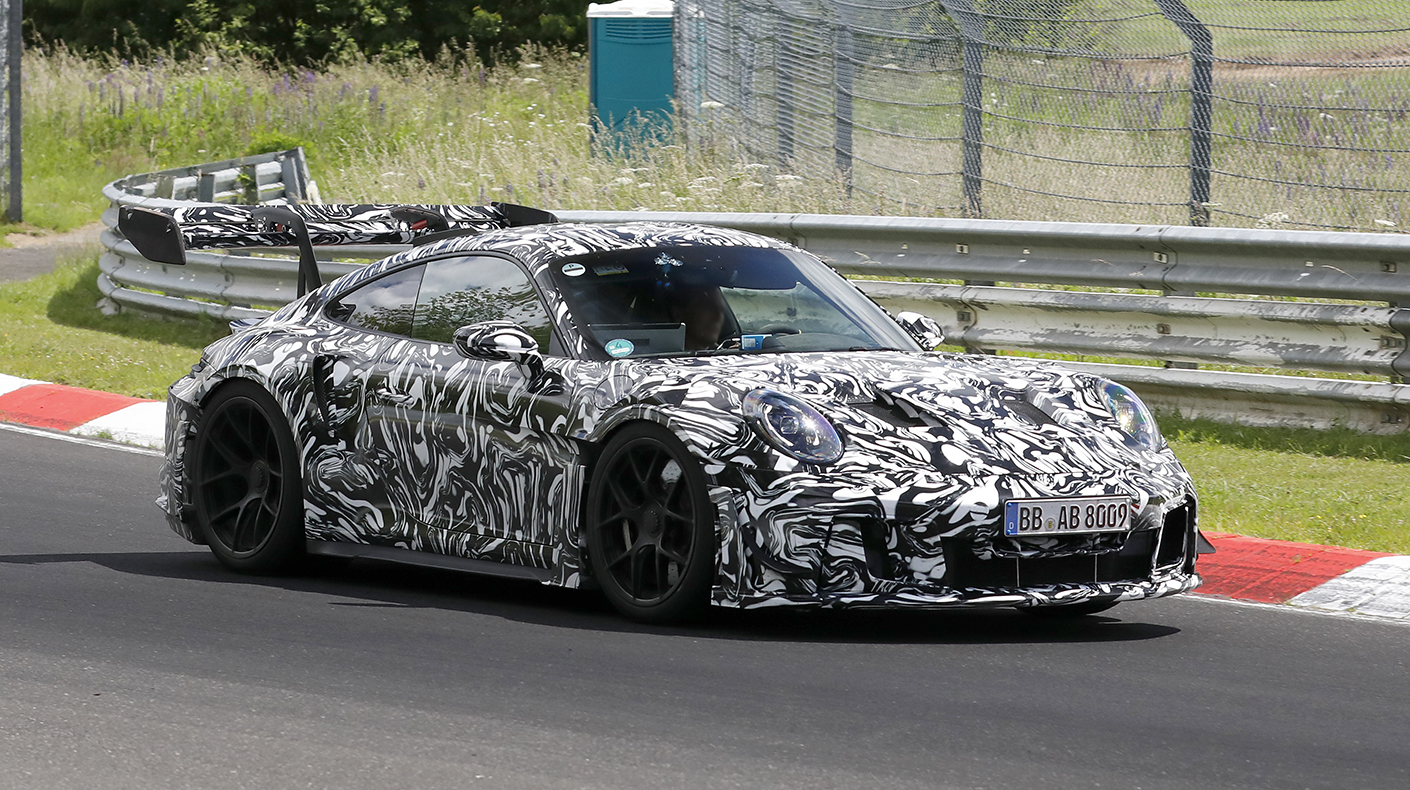 The Porsche 911 GT3 RS testing on track in Germany.