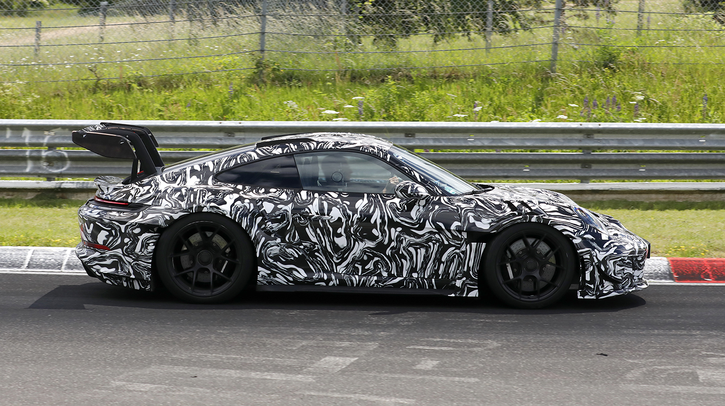 The Porsche 911 GT3 RS testing on track in Germany.