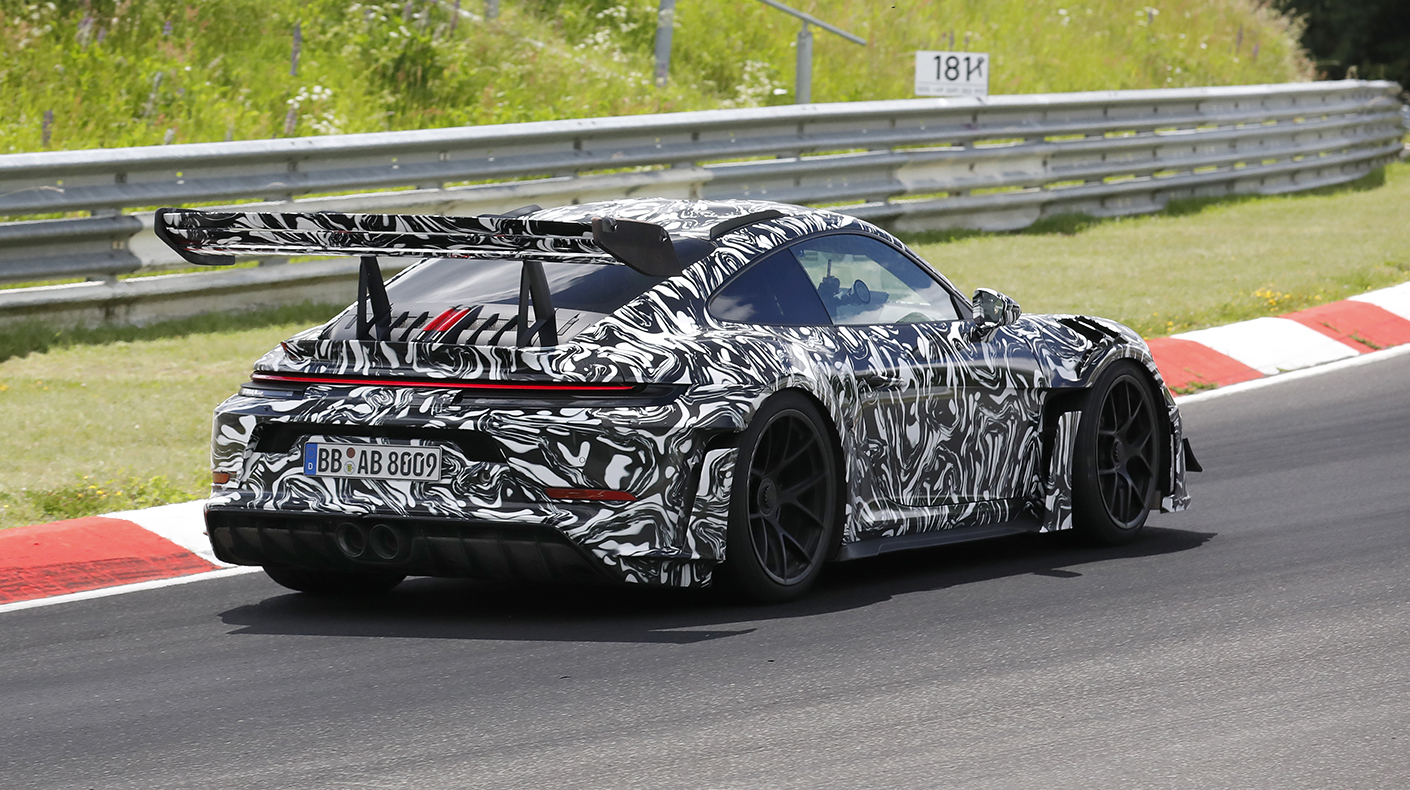 The Porsche 911 GT3 RS testing on track in Germany.