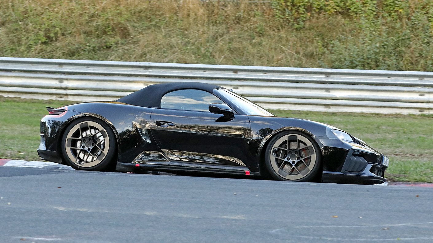 Electric Porsche Boxster testing on track.