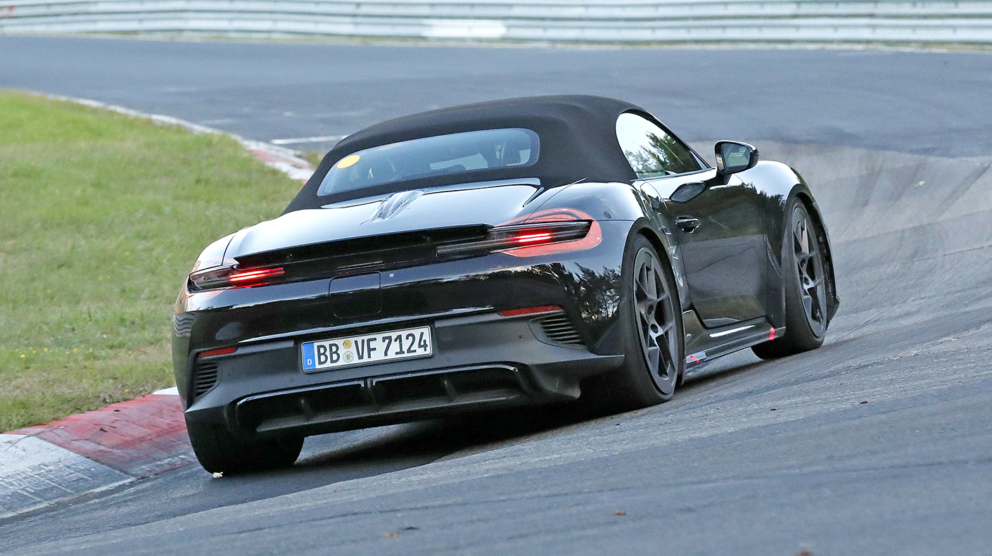 Electric Porsche Boxster testing on track.