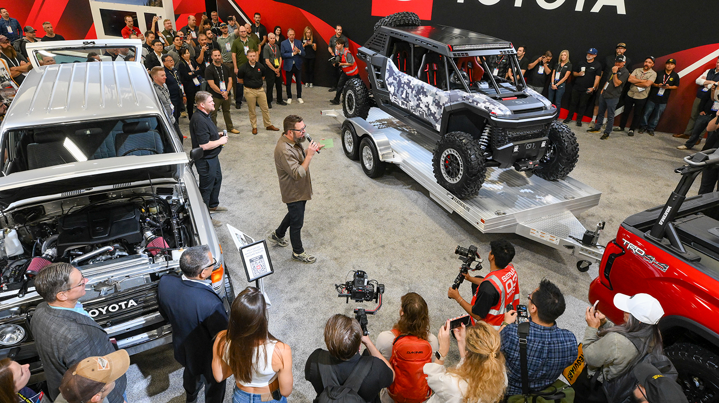 An image of a UTV reveal at the SEMA Show.